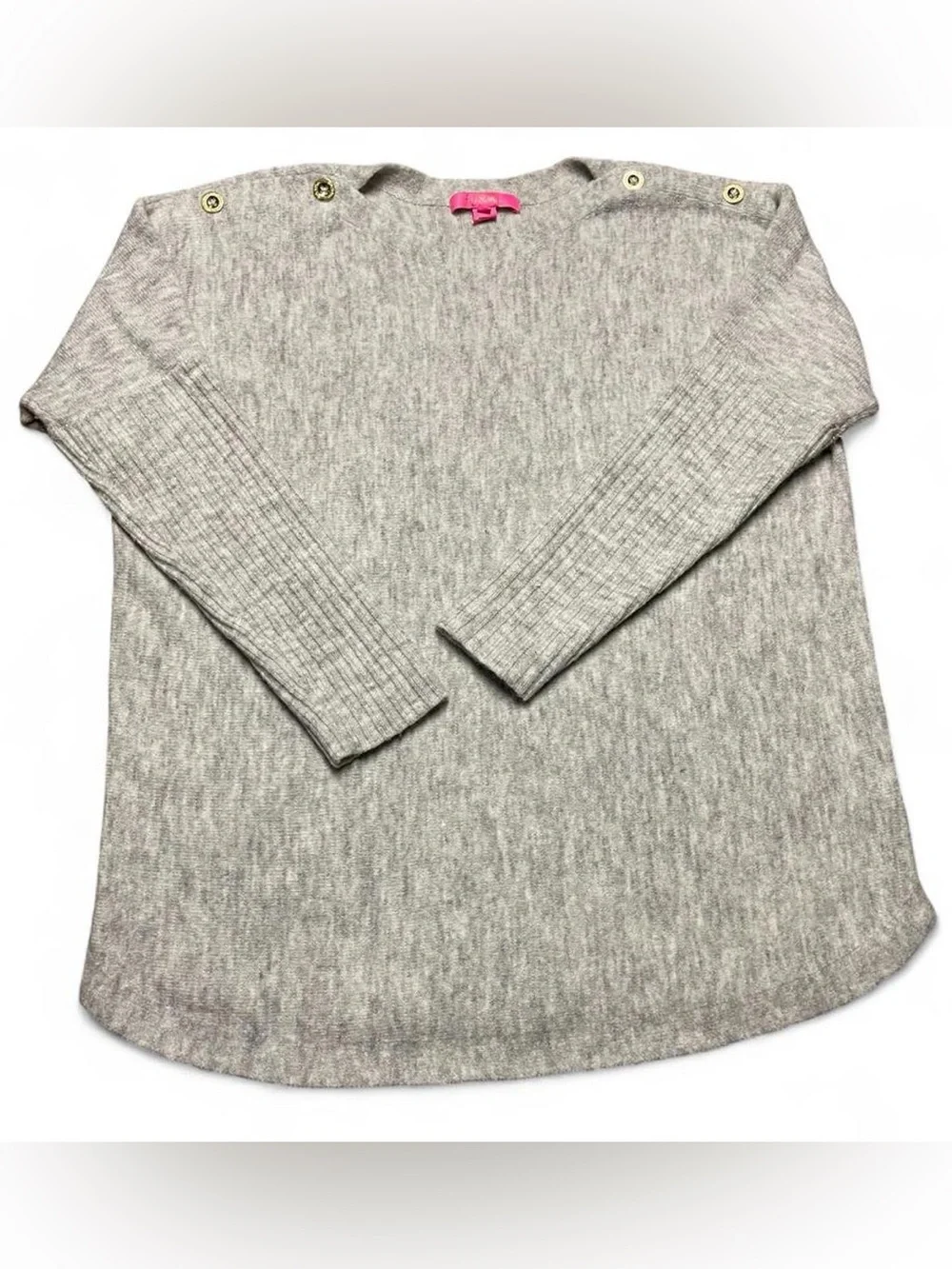Lilly Pulitzer Womens Medium Arna Pullover Sweater Seaside Grey Relaxed Fit - Picture 2 of 10